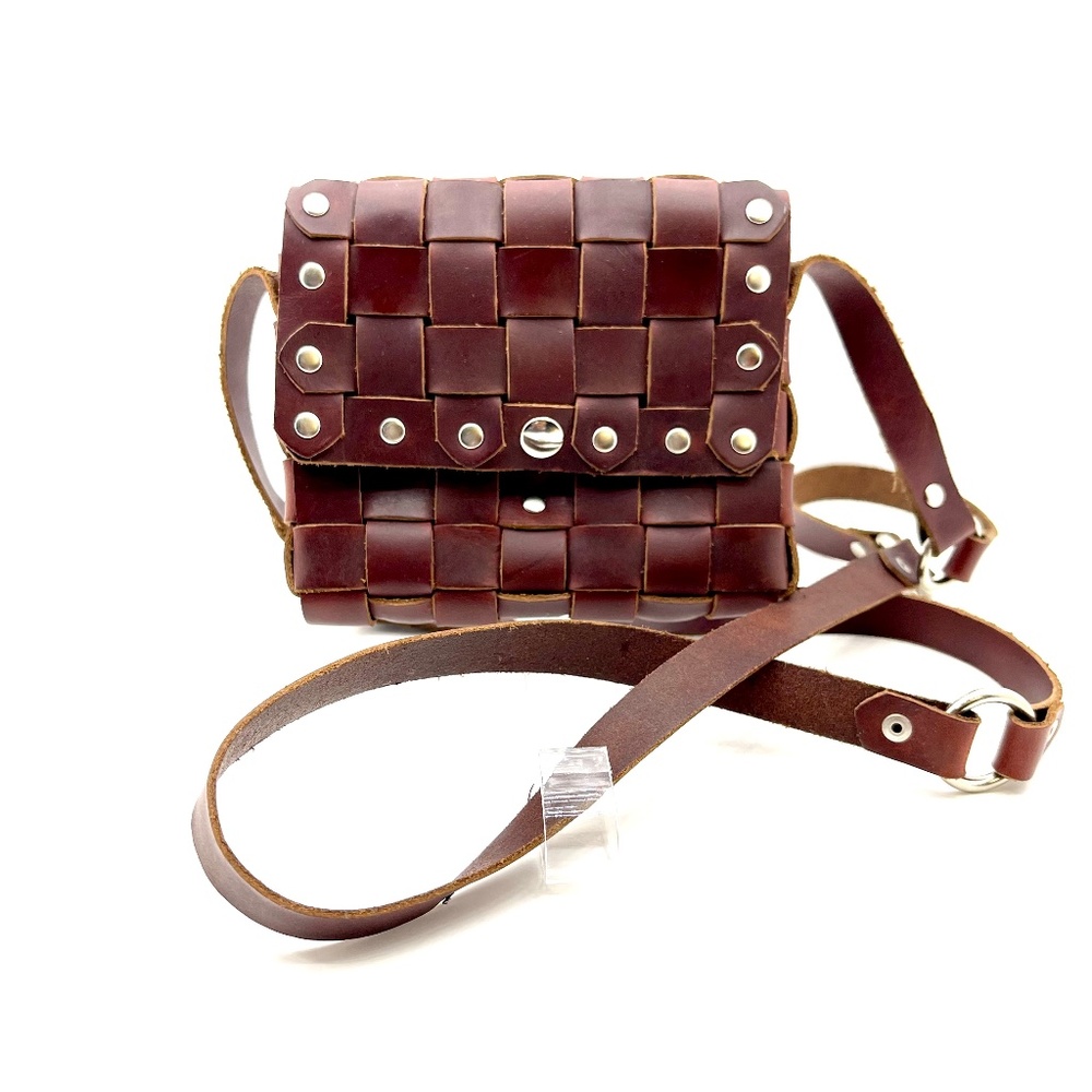 Crossbody Leather Cassette Weave Style Bag Handcrafted Jay Farmer, Small